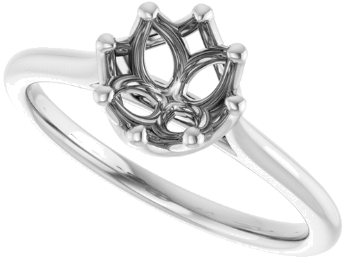 14K White 6.5 mm Round Solitaire Engagement Ring Mounting (5)