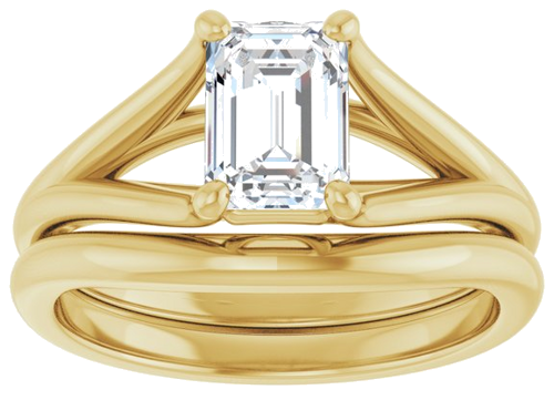 Sužadėtuvių Žiedas „Solitaire“ 585 Geltonojo Aukso Emerald 7mm x 5mm (8)