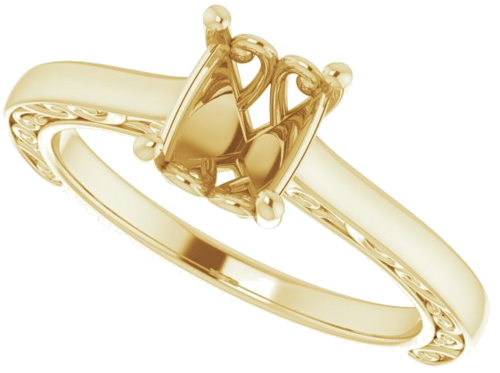 14K Yellow  8x6 mm Oval Solitaire Engagement Ring Mounting (5)