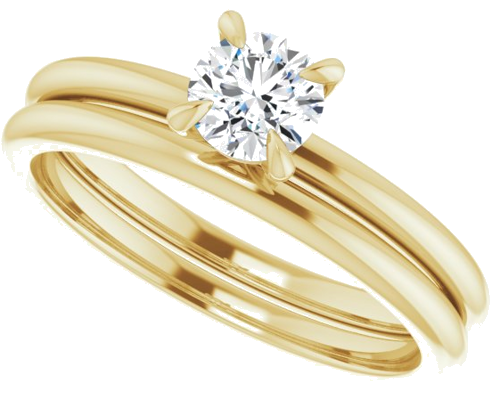 14K Yellow  4.8 mm Round Solitaire Engagement Ring Mounting (10)