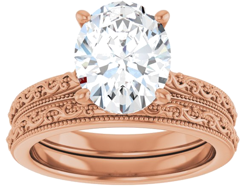 Sužadėtuvių Žiedas „Solitaire“ 585 Rožinis Aukso Oval 10mm x 8mm (8)