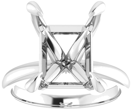 14K White  12x10 mm Emerald Solitaire Engagement Ring Mounting (3)