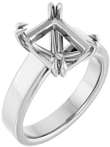 14K White 10x8 mm Emerald Engagement Ring Mounting (1)