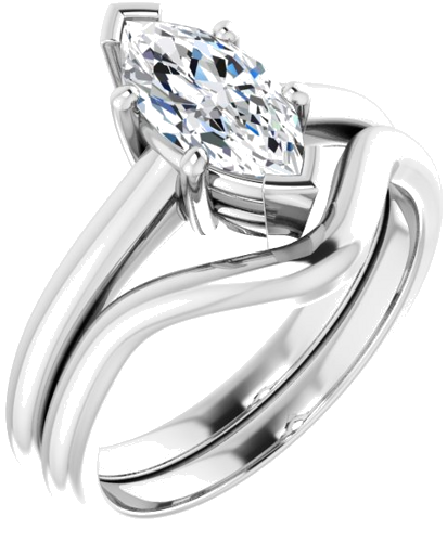 Sužadėtuvių Žiedas 417 Baltojo Aukso Marquise 10mm x 5mm (6)