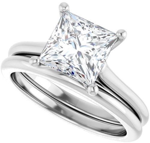 Sužadėtuvių Žiedas „Solitaire“ 417 Baltojo Aukso Square 7mm (10)