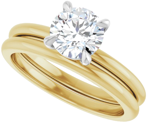 14K Yellow White 6.5 mm Round Solitaire Engagement Ring Mounting (10)