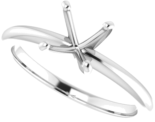 14K White  6x6 mm Cushion Solitaire Engagement Ring Mounting (5)