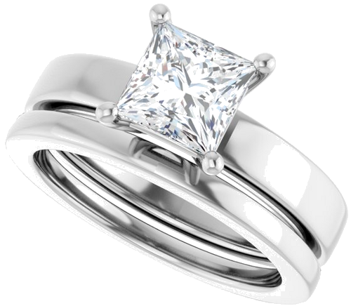 14K White 6 mm Square Solitaire Engagement Ring Mounting (10)