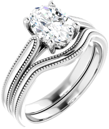 Sužadėtuvių Žiedas „Solitaire“ 585 Baltojo Aukso Oval 8mm x 6mm (6)