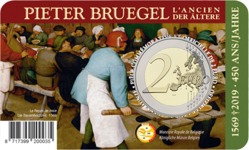 2019 Belgija Pieter Bruegel 2 eurų BU moneta kortelėje (3)