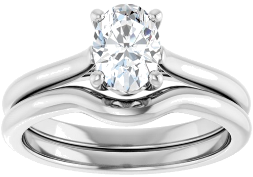 14K White 7x5 mm Oval Solitaire Engagement Ring Mounting (8)