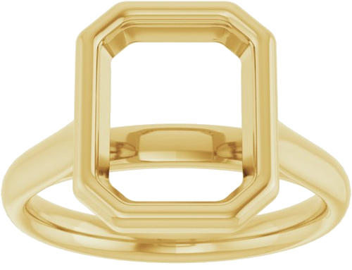 18K Yellow  10x8 mm Emerald Solitaire Engagement Ring Mounting (3)