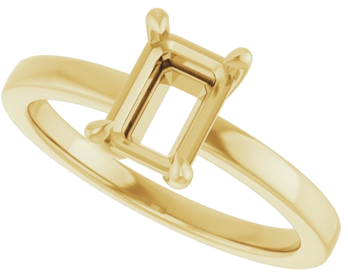 14K Yellow 7x5 mm Emerald Solitaire Engagement Ring Mounting (5)