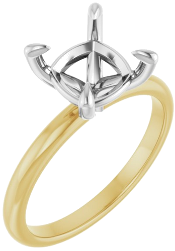 14K Yellow White 8 x 8 mm Cushion Engagement Ring Mounting (1)