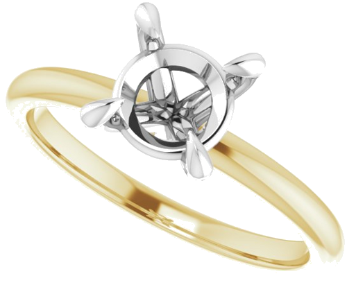 Sužadėtuvių Žiedas „Solitaire“ 585 Baltojo Ir Geltonojo Aukso Round 7mm (5)