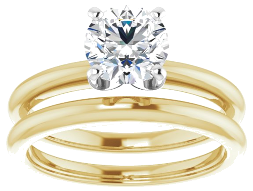 10K Yellow   White  6.5 mm Round Solitaire Engagement Ring Mounting (8)