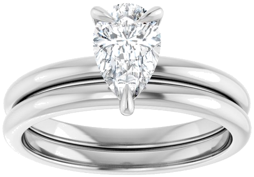 Sužadėtuvių Žiedas „Solitaire“ 585 Baltojo Aukso Pear Shape 8mm x 5mm (8)