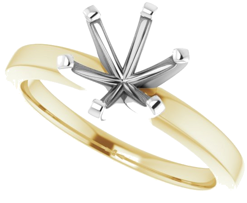 14K Yellow White 7.4 mm Round Solitaire Engagement Ring Mounting (5)