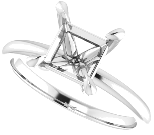 14K White  6.5x6.5 mm Square Solitaire Engagement Ring Mounting (5)