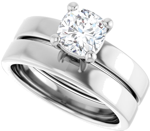 14K White 6 mm Cushion Solitaire Engagement Ring Mounting (10)