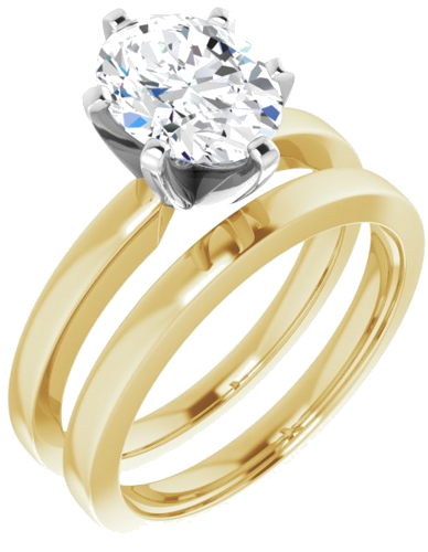 14K Yellow White 9x7 mm Oval Solitaire Engagement Ring Mounting (6)