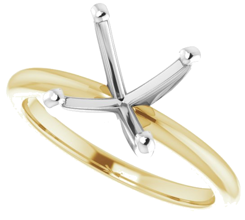 14K Yellow   White  9.4 mm Round Solitaire Engagement Ring Mounting (5)