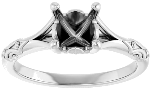 14K White 6.5 mm Round Solitaire Engagement Ring Mounting (3)