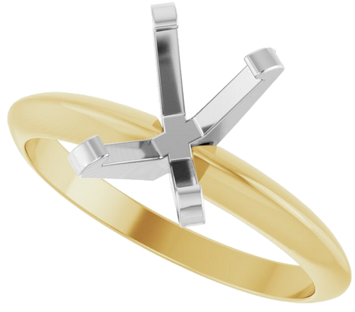 14K Yellow White 7.5x5.5 mm Emerald Solitaire Engagement Ring Mounting (5)