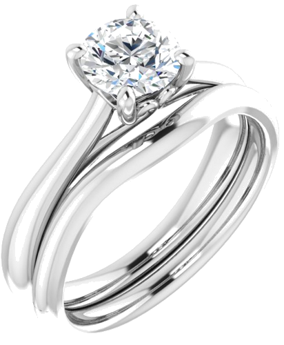 Sužadėtuvių Žiedas „Solitaire“ 585 Baltojo Aukso Round 6mm (6)