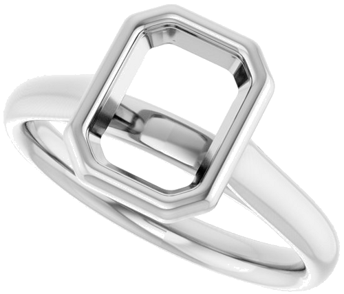 Sužadėtuvių Žiedas „Bezel-Set Solitaire“ 585 Baltojo Aukso Emerald 8mm x 6mm (5)