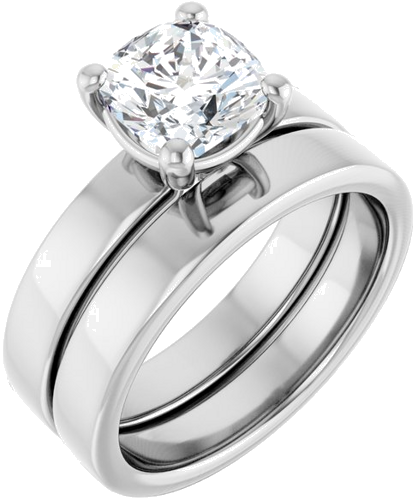 14K White 7 mm Cushion Solitaire Engagement Ring Mounting (6)