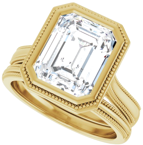 Sužadėtuvių Žiedas „Solitaire“ 585 Geltonojo Aukso Emerald 10mm x 8mm (9)