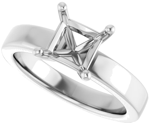 14K White 6 mm Square Solitaire Engagement Ring Mounting (5)