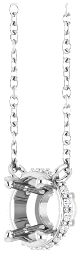 14K White 5.5 mm Round .06 CTW Natural Diamond Hidden Halo 18  Necklace (2)
