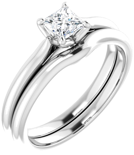 Sužadėtuvių Žiedas „Solitaire“ 14k white gold Square 4mm (6)