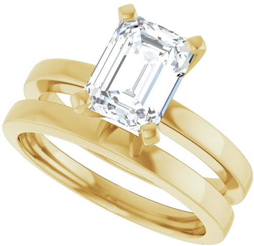 14K Yellow 8x6 mm Emerald Solitaire Engagement Ring Mounting (10)