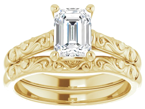 14K Yellow 7x5 mm Emerald Solitaire Engagement Ring Mounting (6)