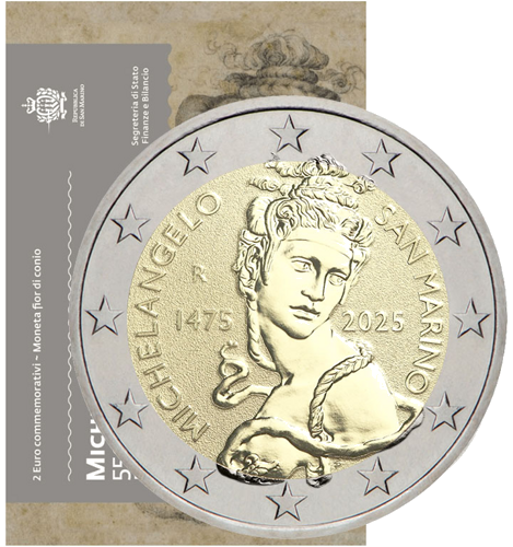 2025 San Marino Michelangelo 2 euro BU coin in card (1)