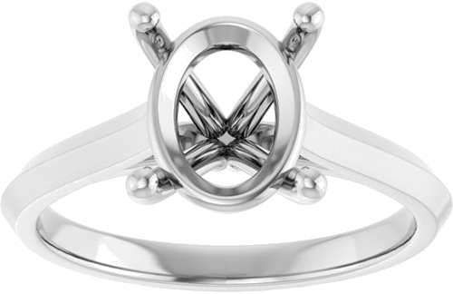 14K White 10x8 mm Oval Solitaire Engagement Ring Mounting (3)