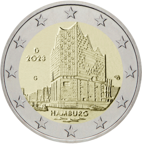 2023 Vācija Hamburga 2 eiro monēta (1)