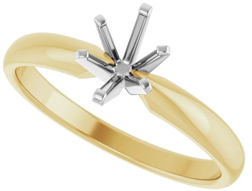 14K Yellow White 6.5 x 4.5 mm Oval Solitaire Engagement Ring Mounting (5)
