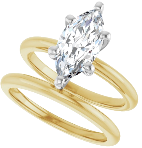 14K Yellow   White  12x6 mm Marquise Solitaire Engagement Ring Mounting (10)