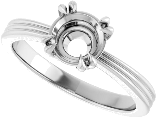 14K White 6.5 mm Round Solitaire Engagement Ring Mounting (4)