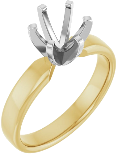 14K Yellow White 7 mm Round Solitaire Engagement Ring Mounting (1)