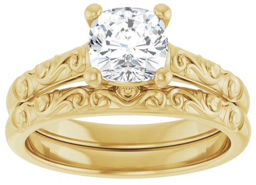 Sužadėtuvių Žiedas „Solitaire“ 585 Geltonojo Aukso Cushion 6mm (8)