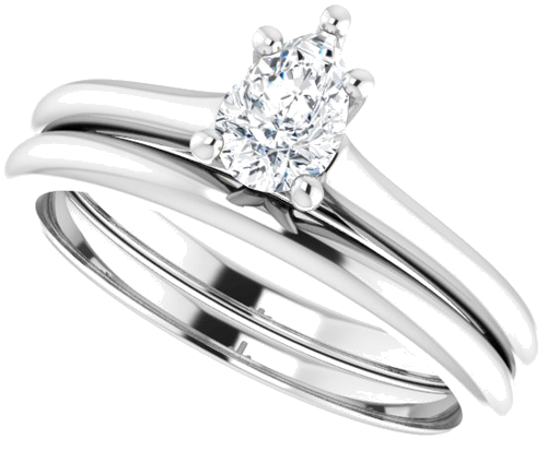 10K White 6x4 mm Pear Solitaire Engagement Ring Mounting (10)