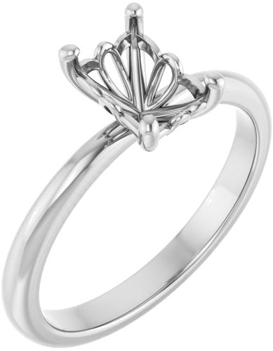 14K White 7x5 mm Emerald Solitaire Engagement Ring Mounting (1)