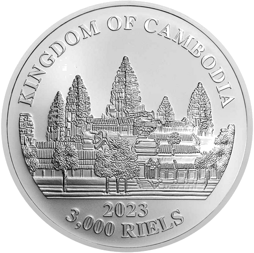 1 oz Mākoņainais leopards 2023 Kambodža 3000 rielu sudraba monēta (2)