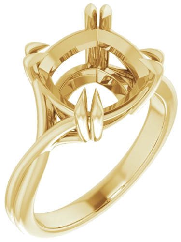 14K Yellow 10 mm Cushion Solitaire Engagement Ring Mounting (1)