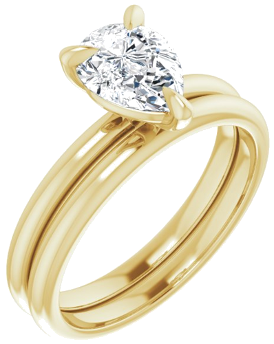 Sužadėtuvių Žiedas „Solitaire“ 585 Geltonojo Aukso Pear Shape 8mm x 6mm (6)